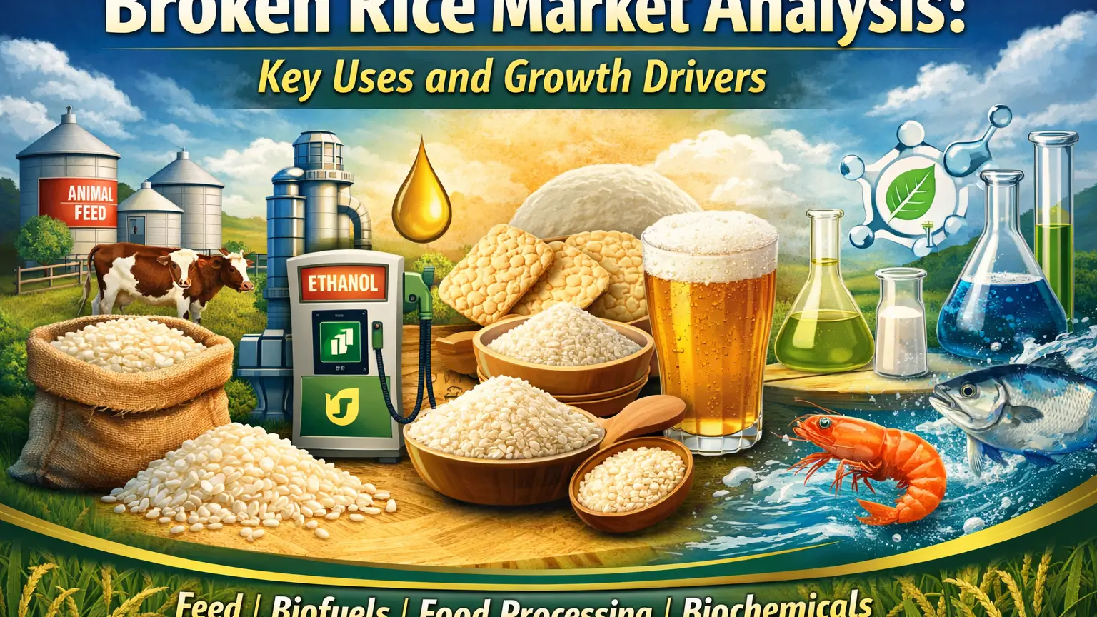 Tendencias del mercado del arroz partido en 2026: demanda de piensos, combustibles, alimentos y productos bioquímicos